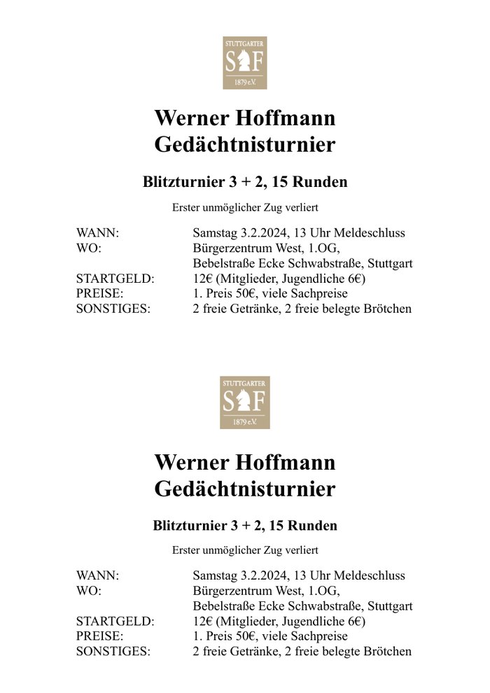 Einladung zum Werner-Hoffmann-Gedenkturnier 2024